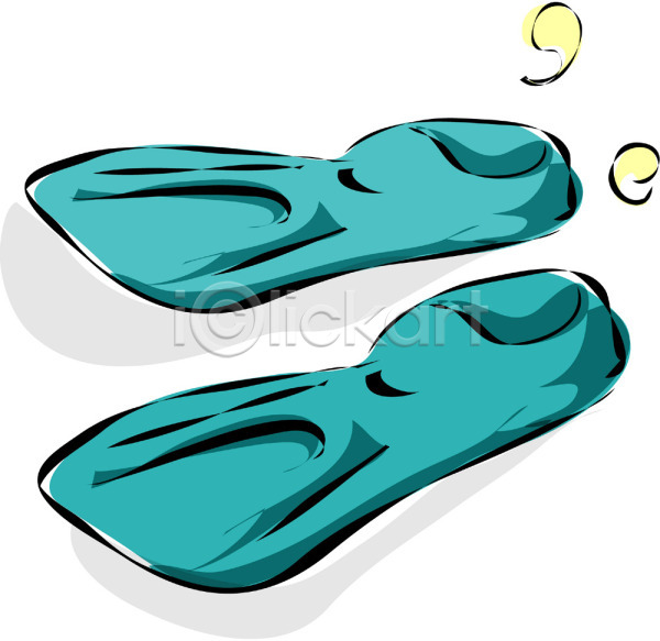 사람없음 EPS 아이콘 놀이용품 두개 레저용품 수영용품 스포츠용품 오리발 오브젝트 청록색 커플 컬러 한쌍 한켤레