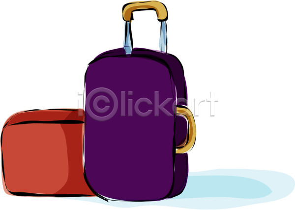 사람없음 EPS 아이콘 가방 갈색 두개 여행 여행가방 오브젝트 잡화 짐 캐리어 컬러 휴가