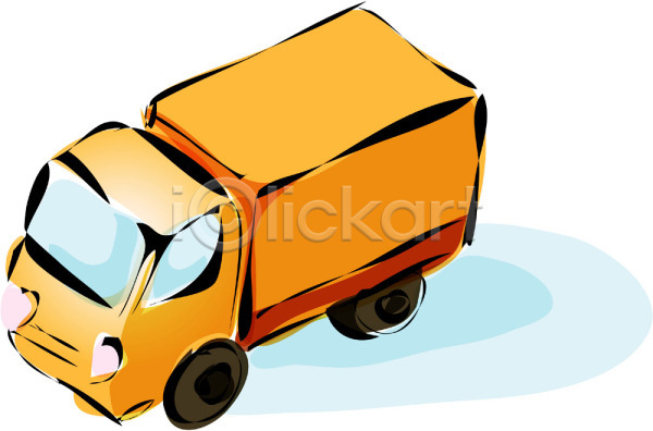 사람없음 EPS 아이콘 교통수단 산업 운송업 육상교통 자동차 주황색 차(자동차) 컬러 트럭 한대