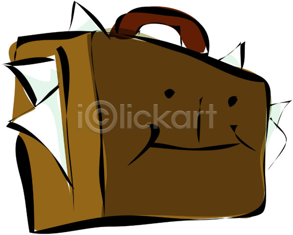 사람없음 EPS 아이콘 가방 갈색 문서 사무용품 서류가방 오브젝트 잡화 캐릭터 컬러 한개