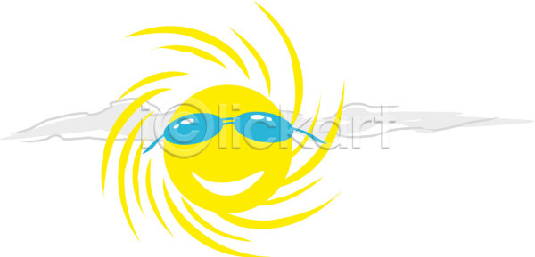 사람없음 EPS 일러스트 구름(자연) 날씨 노란색 더위 맑음 선글라스 안경 웃음 자연 자연요소 캐릭터 컬러 클립아트 태양 표정 하늘 해