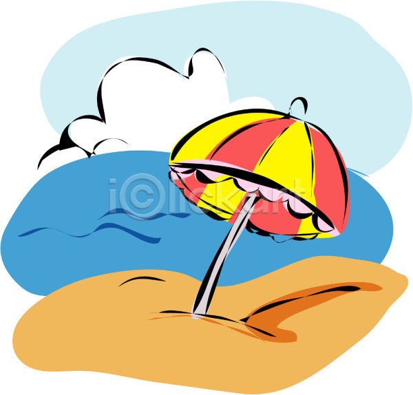 사람없음 EPS 일러스트 갈매기 구름(자연) 동물 모래 모래사장 바다 야외 여행 자연 조류 주간 클립아트 파라솔 풍경(경치) 하늘 한마리 해변 휴가