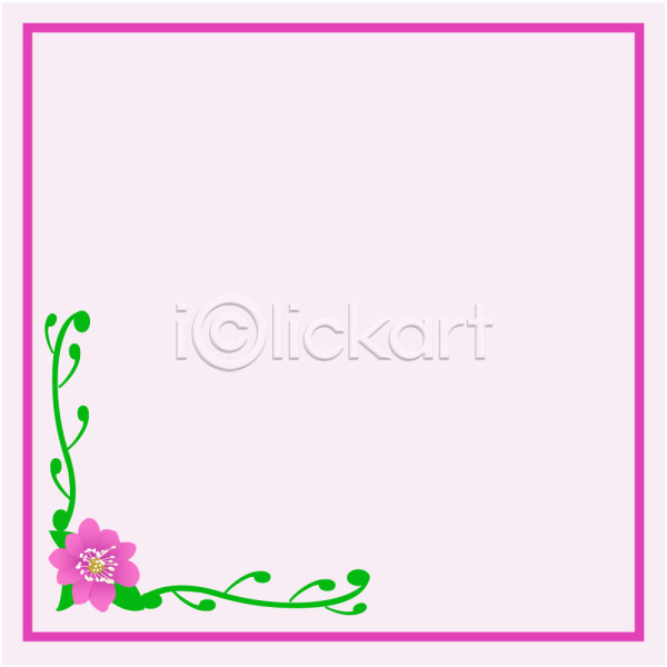 사람없음 EPS 일러스트 꽃 꽃무늬 디자인 문양 백그라운드 분홍색 줄기 초록색 컬러 클립아트 테두리 틀 프레임