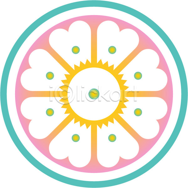 사람없음 EPS 일러스트 꽃 꽃무늬 노란색 디자인 무늬 문양 민트 백그라운드 분홍색 식물문양 와당문양 원형 전통무늬 전통문양 컬러 클립아트 패턴 한국 한국문화 한국전통