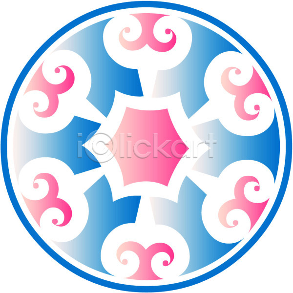 사람없음 EPS 일러스트 꽃무늬 디자인 무늬 문양 백그라운드 분홍색 식물문양 원형 전통문양 컬러 클립아트 파란색