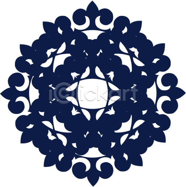 사람없음 EPS 일러스트 꽃무늬 남색 디자인 무늬 문양 백그라운드 식물문양 원형 전통문양 컬러 클립아트