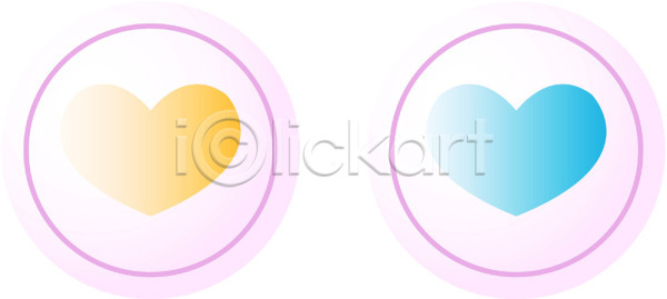 사랑 사람없음 EPS 아이콘 2D아이콘 기호 두개 문자 분홍색 원형 주황색 컬러 파란색 픽토그램 하트