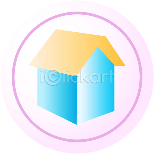 사람없음 EPS 아이콘 건물 건축 분홍색 시설물 원형 주택 주황색 컬러 파란색 한채 현대건축