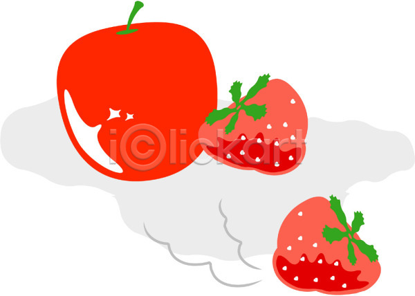 사람없음 EPS 아이콘 과일 딸기 빨간색 사과 사과(과일) 세개 식물 음식