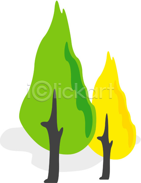 사람없음 EPS 아이콘 가로수 나무 노란색 두그루 수목 식물 초록색 컬러