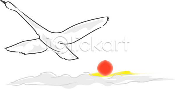 사람없음 EPS 일러스트 구름(자연) 노을 동물 바다 백조 빨간색 야생동물 야외 일몰 일출 자연 조류 주간 척추동물 컬러 클립아트 태양 하늘 한마리 해