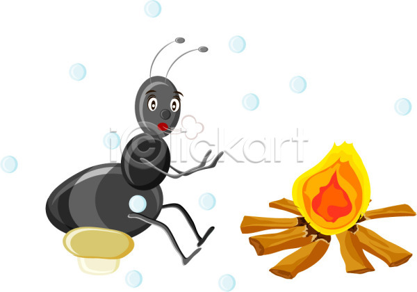 따뜻함 추위 사람없음 EPS 일러스트 개미 겨울 계절 곤충 곤충캐릭터 날씨 눈(날씨) 동물 동물캐릭터 모닥불 벌레 앉기 온기 자연 장작 전신 절지류 쬐기 캐릭터 클립아트 한마리