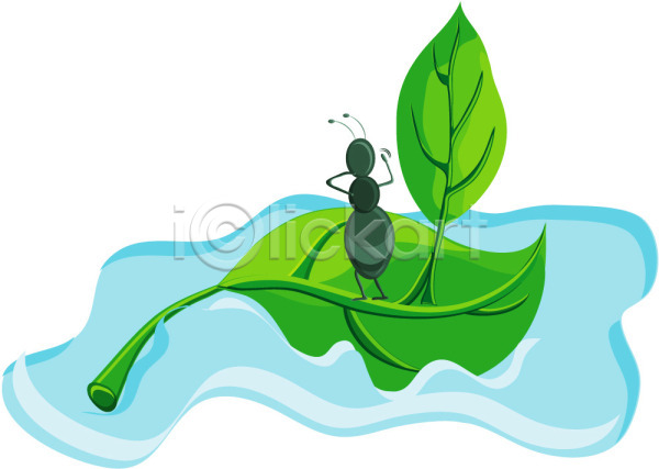 사람없음 EPS 일러스트 강 개 개미 곤충 나뭇잎 나뭇잎배 동물 물 벌레 봄 식물 잎 초록색 클립아트 표류 한마리