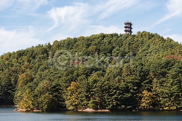 사람없음 JPG 포토 가을(계절) 가을풍경 구름(자연) 나무 대청호 야외 주간 청남대 청주(지역) 탑 하늘