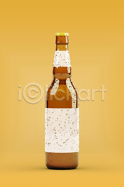 사람없음 3D PSD 디지털합성 편집이미지 노란색 맥주 맥주병 목업 물방울 병(담는) 병맥주 편집 편집소스