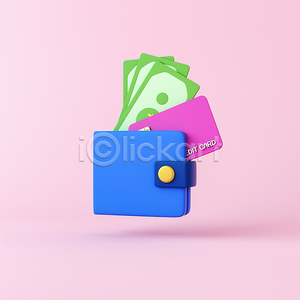 사람없음 3D PSD 디지털합성 편집이미지 3D소스 돈 로우폴리 분홍색 신용카드 은행(금융) 지갑 지폐 편집 편집소스