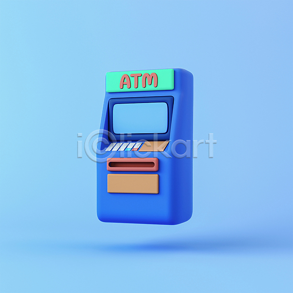사람없음 3D PSD 디지털합성 편집이미지 3D소스 ATM 로우폴리 은행(금융) 파란색 편집 편집소스