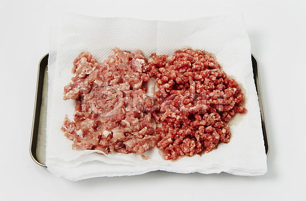 사람없음 JPG 포토 다진고기 돼지고기 생고기 소고기 식재료 실내 키친타올 흰배경