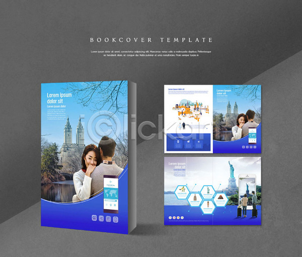 스마트 편리함 행복 30대 남자 사람 성인 성인만 여러명 여자 한국인 PSD ZIP 템플릿 내지 리플렛 미국 북디자인 북커버 스마트폰 어플리케이션 여행 출판디자인 커플 파란색 팜플렛 표지 표지디자인 해외여행