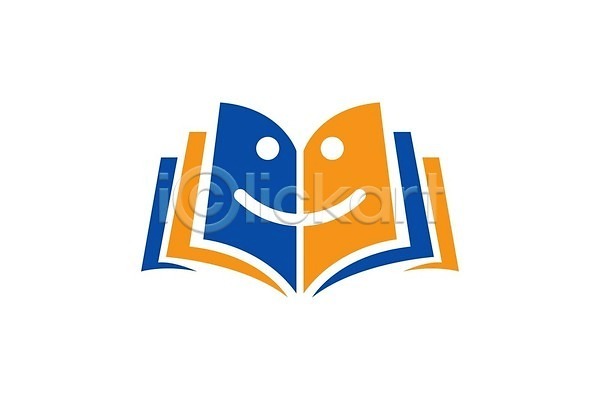 EPS 일러스트 해외이미지 교육 무료이미지 스터디 심볼 웃음 주황색 책 파란색 해외202004 해외일러스트