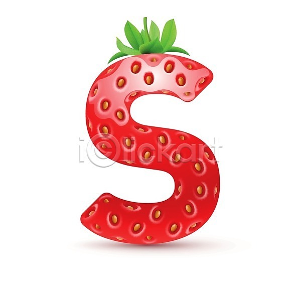 사람없음 EPS 일러스트 해외이미지 S 대문자 딸기 맛있는 모양 빨간색 알파벳 텍스트 해외202004