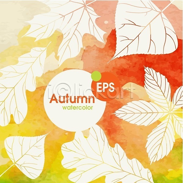 사람없음 EPS 일러스트 해외이미지 가을(계절) 노란색 단풍 백그라운드 빨간색 수채화(물감) 식물 잎 자연 초록색 해외202004