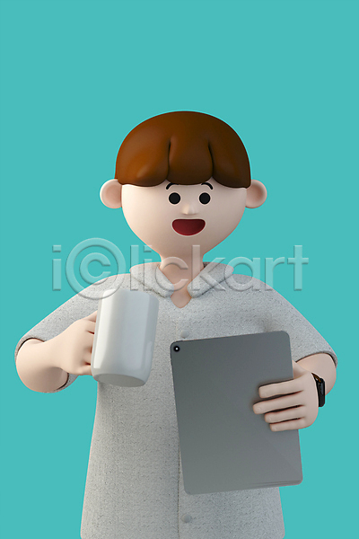 남자 성인 성인남자한명만 한명 3D PSD 디지털합성 편집이미지 3D캐릭터 들기 비즈니스맨 상반신 업무 월간캐릭터 제이크 커피 커피잔 태블릿 편집 편집소스