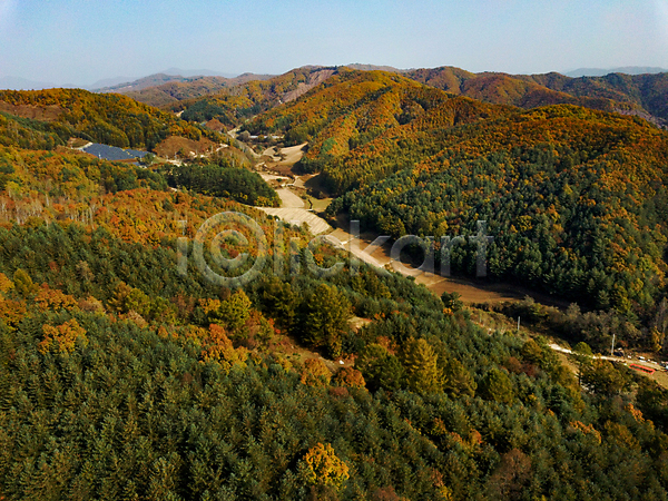 사람없음 JPG 포토 항공촬영 가을(계절) 가을풍경 강원도 단풍 산 야외 전경 정선 주간