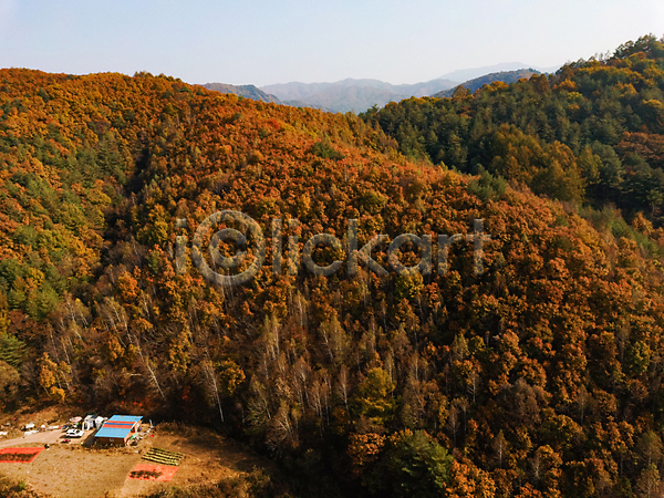 사람없음 JPG 포토 항공촬영 가을(계절) 가을풍경 강원도 단풍 산 야외 자연 전경 정선 주간 하늘