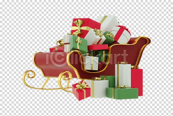 사람없음 3D PNG 디지털합성 편집이미지 3D소스 누끼 담기 상자 선물상자 썰매 크리스마스 크리스마스선물 편집 편집소스