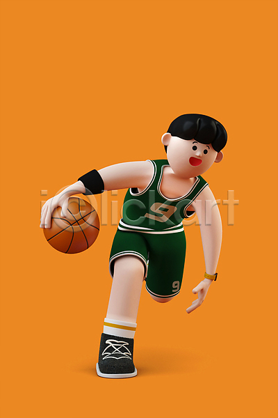 남자 성인 성인남자한명만 한명 3D PSD 디지털합성 편집이미지 3D캐릭터 구기 농구 농구공 농구복 농구선수 달리기 들기 월간캐릭터 전신 제이크 편집 편집소스