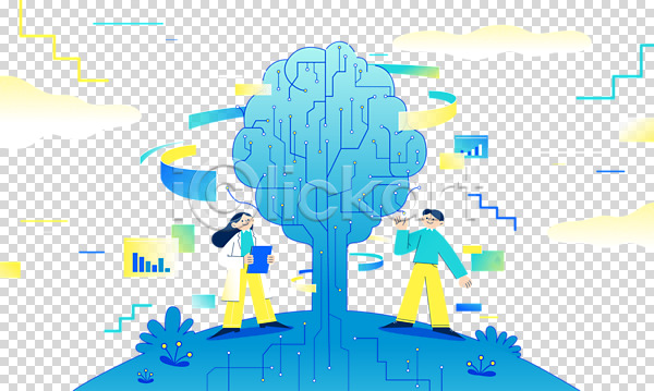 남자 두명 성인 성인만 여자 PNG 편집이미지 AI(인공지능) 과학기술 과학자 구름(자연) 나무 나무모양 누끼 들기 서기 스크린 알고리즘 전신 정보기술 파란색 편집 편집소스 회로판