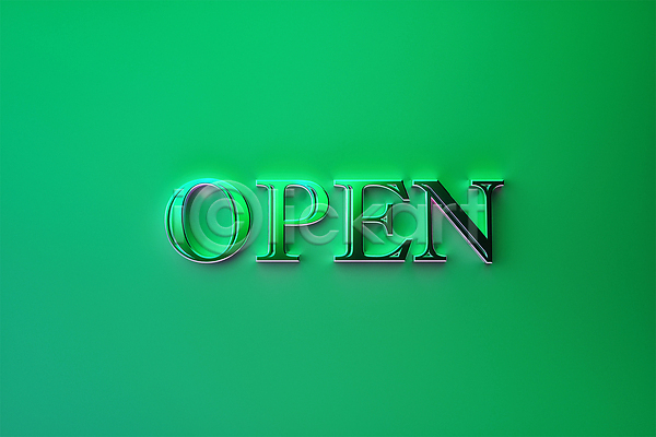 사람없음 3D PSD 디지털합성 편집이미지 3D소스 open 금속 단어 모형 영어 오픈 초록색 타이포그라피 편집 편집소스