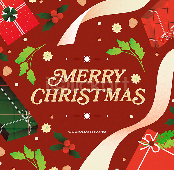 사람없음 AI(파일형식) 일러스트 겨울 리본 빨간색 선물상자 크리스마스 크리스마스배경 크리스마스선물 타이포그라피 풀(식물) 프레임 호랑가시나무열매