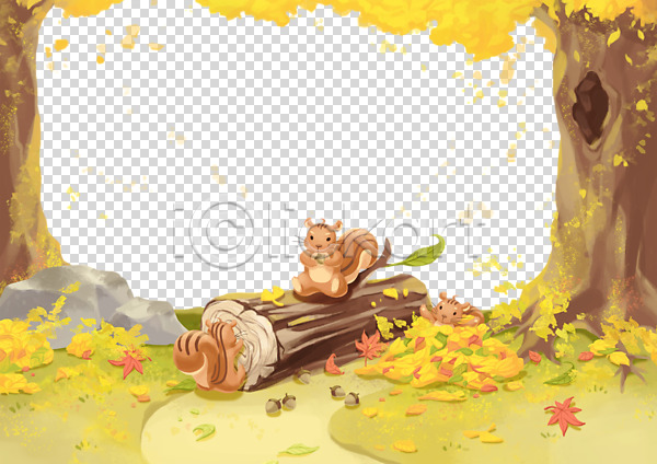 사람없음 PNG 편집이미지 가을(계절) 가을풍경 나무 나무토막 나뭇잎 낙엽 누끼 다람쥐 단풍 도토리 들기 백그라운드 세마리 은행나무 편집 편집소스