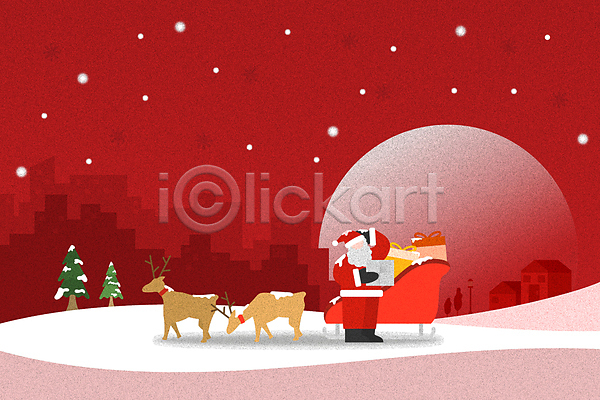 남자 노년 노인남자한명만 한명 AI(파일형식) 일러스트 눈(날씨) 눈내림 들기 루돌프 빨간색 산타클로스 선물 손들기 썰매 전신 지도 크리스마스 크리스마스선물