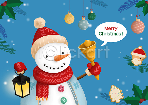 사람없음 PSD 일러스트 눈사람 들기 말풍선 목도리 산타모양 산타모자 오너먼트 잎 전등 쿠키 크리스마스 크리스마스장식 크리스마스트리모양쿠키 파란색 핸드벨