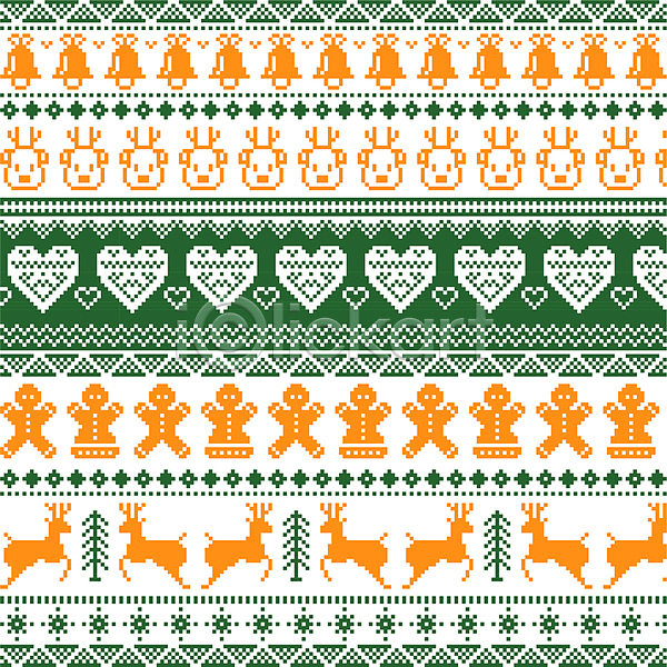 사람없음 AI(파일형식) 일러스트 겨울 나무 노란색 노르딕(디자인) 루돌프 삼각형 종 진저쿠키 초록색 크리스마스 패턴 픽셀 하트