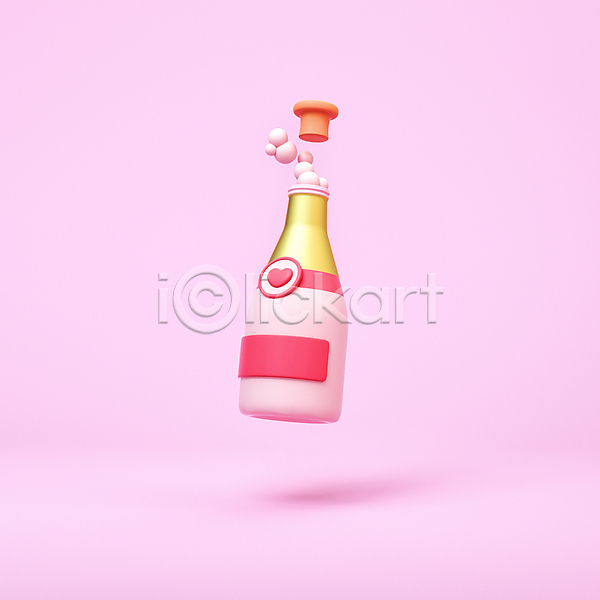 사랑 사람없음 3D PSD 디지털합성 편집이미지 3D소스 거품 발렌타인데이 분홍색 샴페인 편집 편집소스 하트