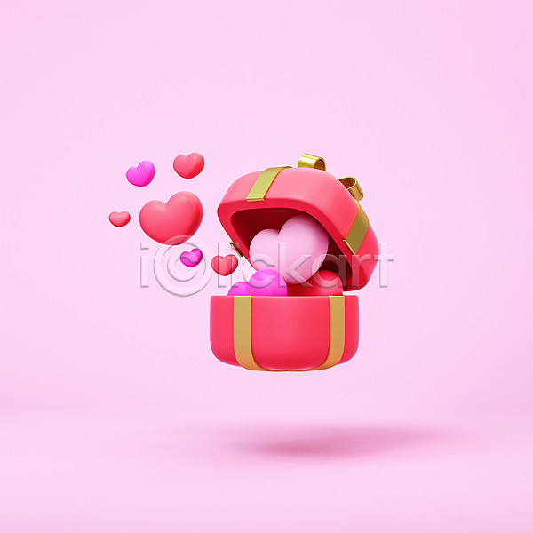 사랑 사람없음 3D PSD 디지털합성 편집이미지 3D소스 발렌타인데이 분홍색 상자 선물상자 편집 편집소스 하트