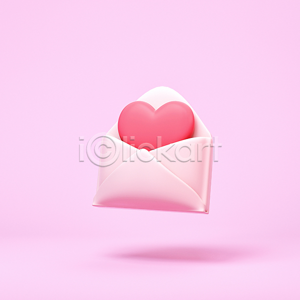 사랑 사람없음 3D PSD 디지털합성 편집이미지 3D소스 발렌타인데이 분홍색 오픈 편지 편지봉투 편집 편집소스 하트