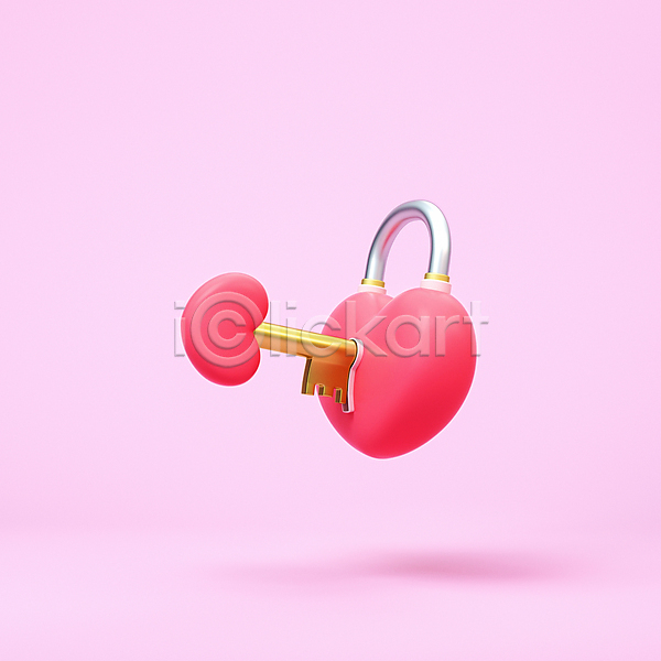 사랑 사람없음 3D PSD 디지털합성 편집이미지 3D소스 발렌타인데이 분홍색 열쇠 자물쇠 편집 편집소스 하트