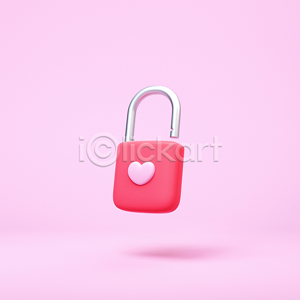사랑 사람없음 3D PSD 디지털합성 편집이미지 3D소스 발렌타인데이 분홍색 자물쇠 편집 편집소스 하트