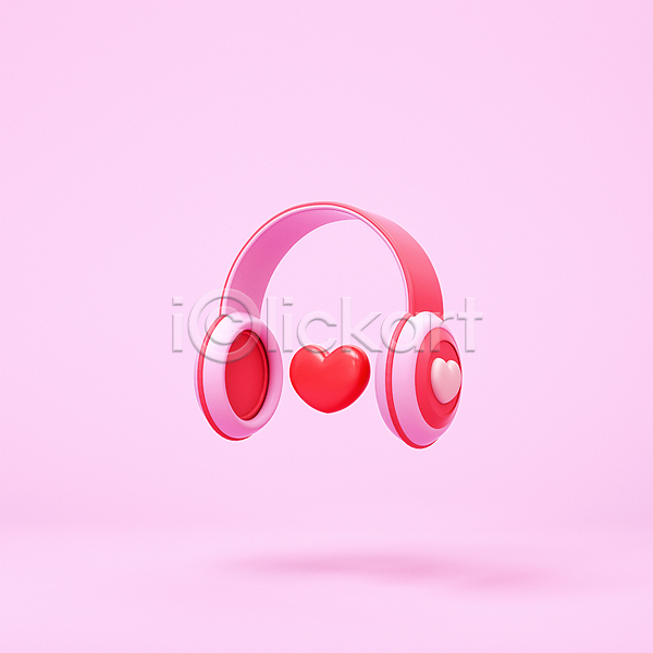 사랑 사람없음 3D PSD 디지털합성 편집이미지 3D소스 발렌타인데이 분홍색 편집 편집소스 하트 헤드폰