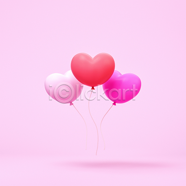 사랑 사람없음 3D PSD 디지털합성 편집이미지 3D소스 발렌타인데이 분홍색 편집 편집소스 풍선 하트 하트풍선