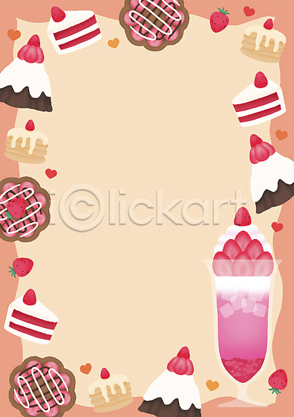사람없음 PSD 일러스트 프레임일러스트 도넛 딸기 레드벨벳 분홍색 수플레 초콜릿 카피스페이스 케이크 파르페 프레임