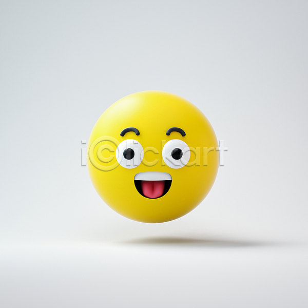 사람없음 3D PSD 편집이미지 감정 노란색 웃음 원형 이모티콘 입벌림 표정