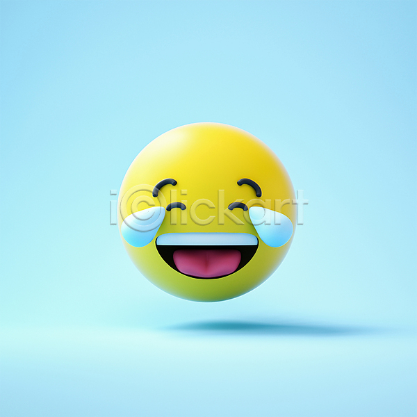 사람없음 3D PSD 편집이미지 감정 노란색 눈물 웃음 원형 이모티콘 입벌림 표정