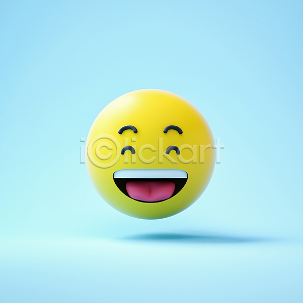기쁨 사람없음 3D PSD 편집이미지 감정 노란색 웃음 원형 이모티콘 표정