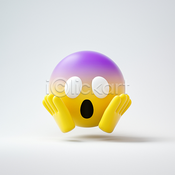 무서움 사람없음 3D PSD 편집이미지 감정 공포 노란색 놀람 원형 이모티콘 표정